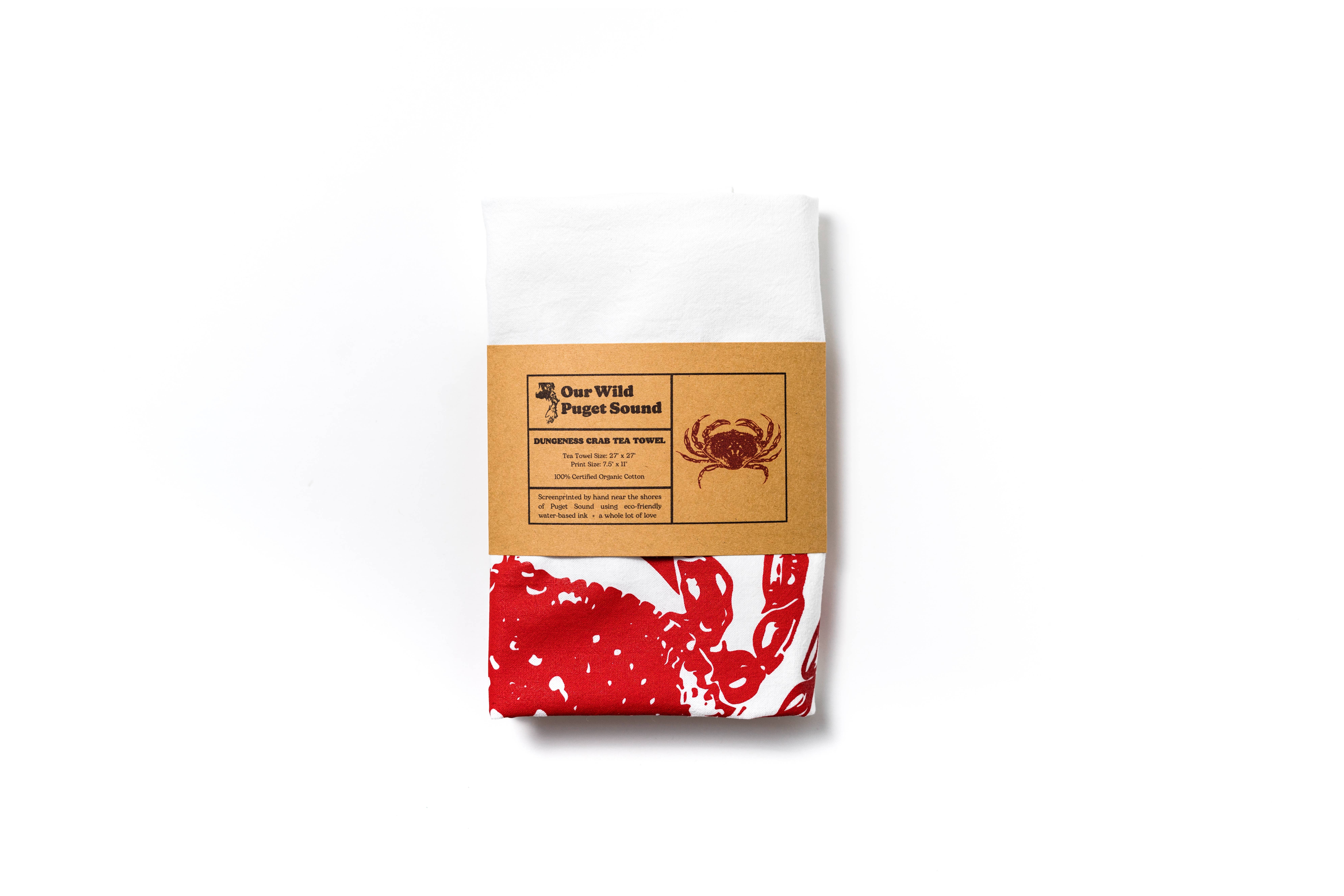 Dungeness Crab Organic Cotton Printed Kitchen Tea Towel, photo 5 of 5