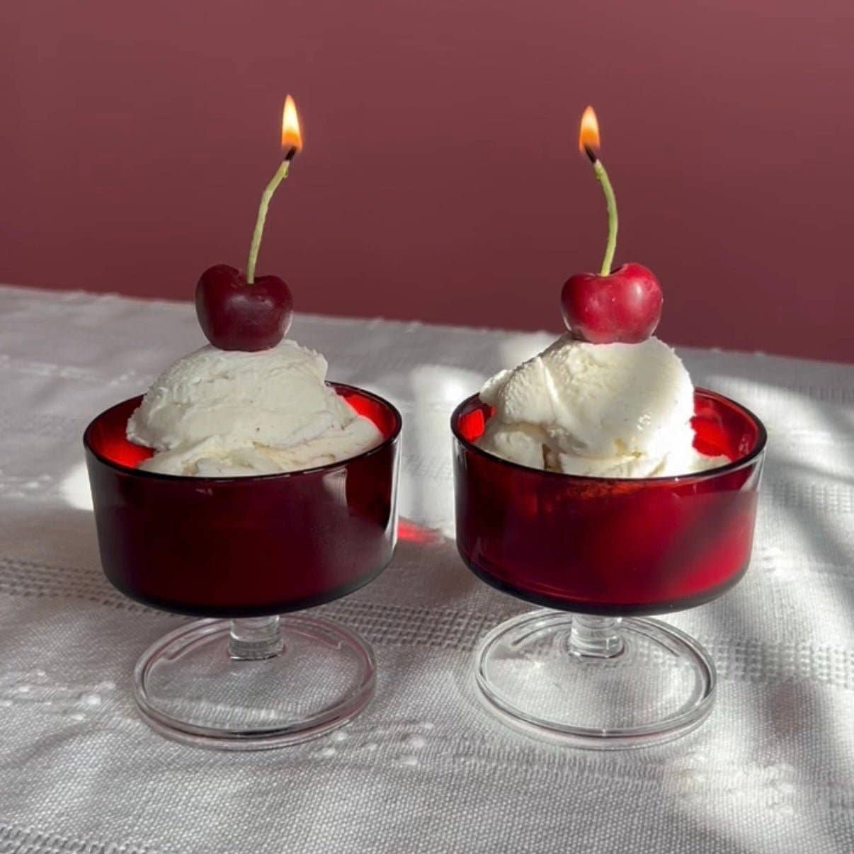 Dark Red Cherry Beeswax Birthday Candles: 10, photo 3 of 3