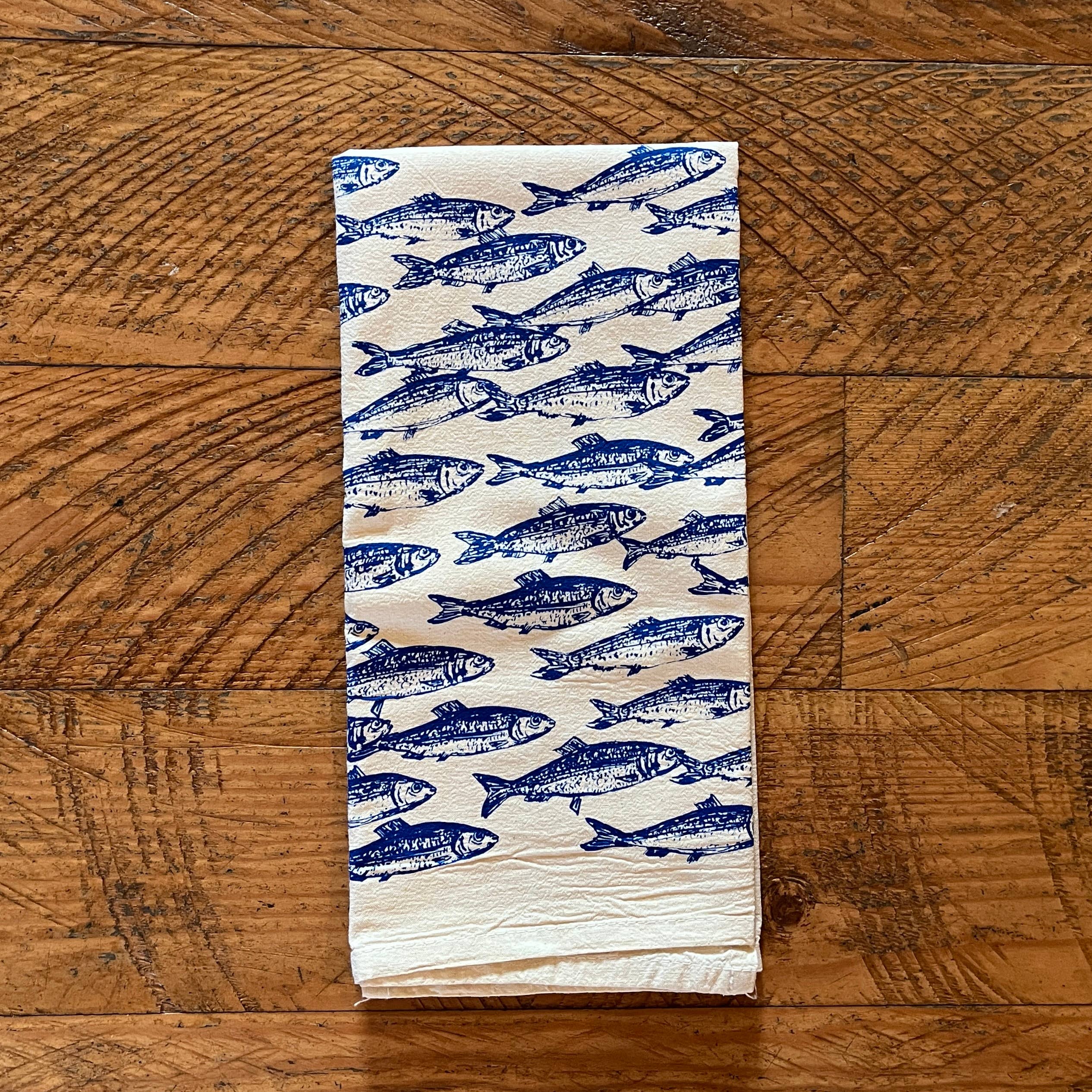 Salmon School - Natural Tea Towel